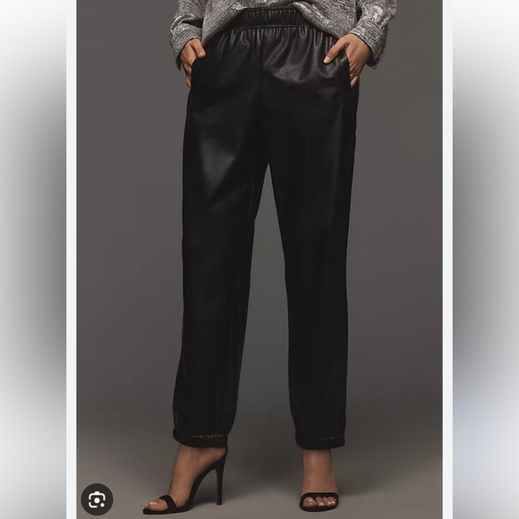 NWT Anthropologie Avec Les Filles Black Faux-Leather Jogger
Pants - Picture 1 of 12